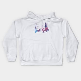 Basset Hound Winter Scene With Snowflakes Kids Hoodie